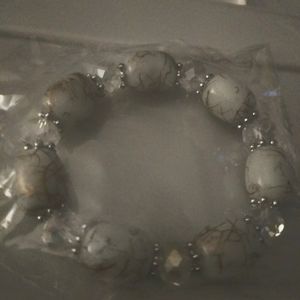 White Marble Stretch Bracelet